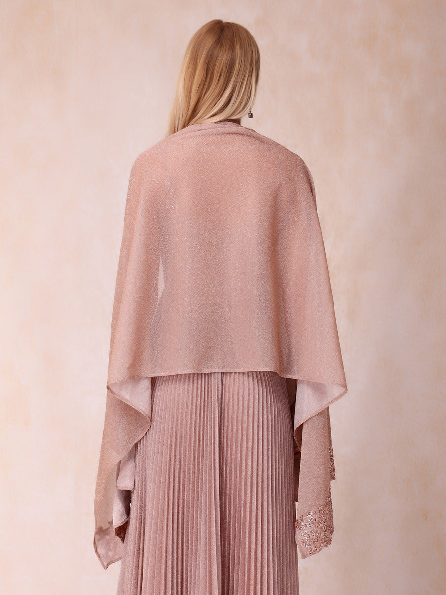 Long Chiffon Mother's Wrap With Beading Appliques