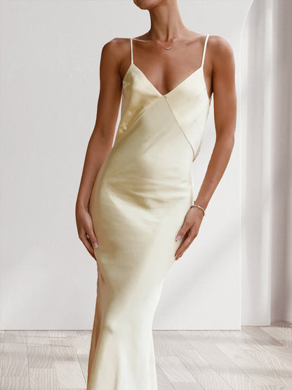 Trumpet/Mermaid Spaghetti Straps Satin Floor-Length Bridesmaid Dresses