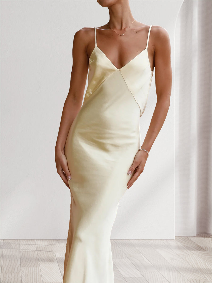 Trumpet/Mermaid Spaghetti Straps Satin Floor-Length Bridesmaid Dresses