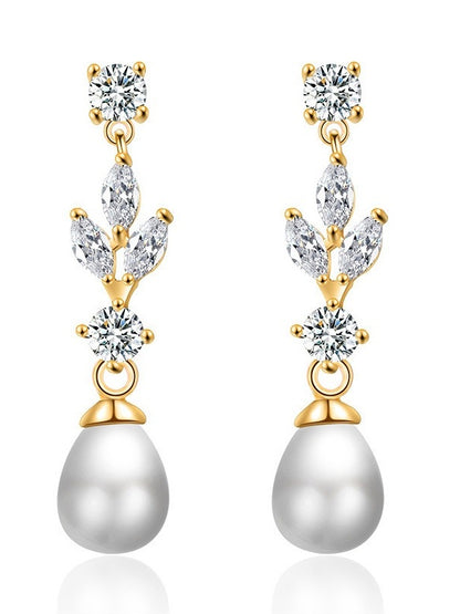 Luxury Women's Rhinestones and Pearl Drop Earrings
