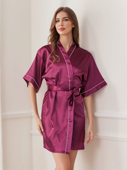 Women's Half Sleeves Short/Mini Solid Colored Robes