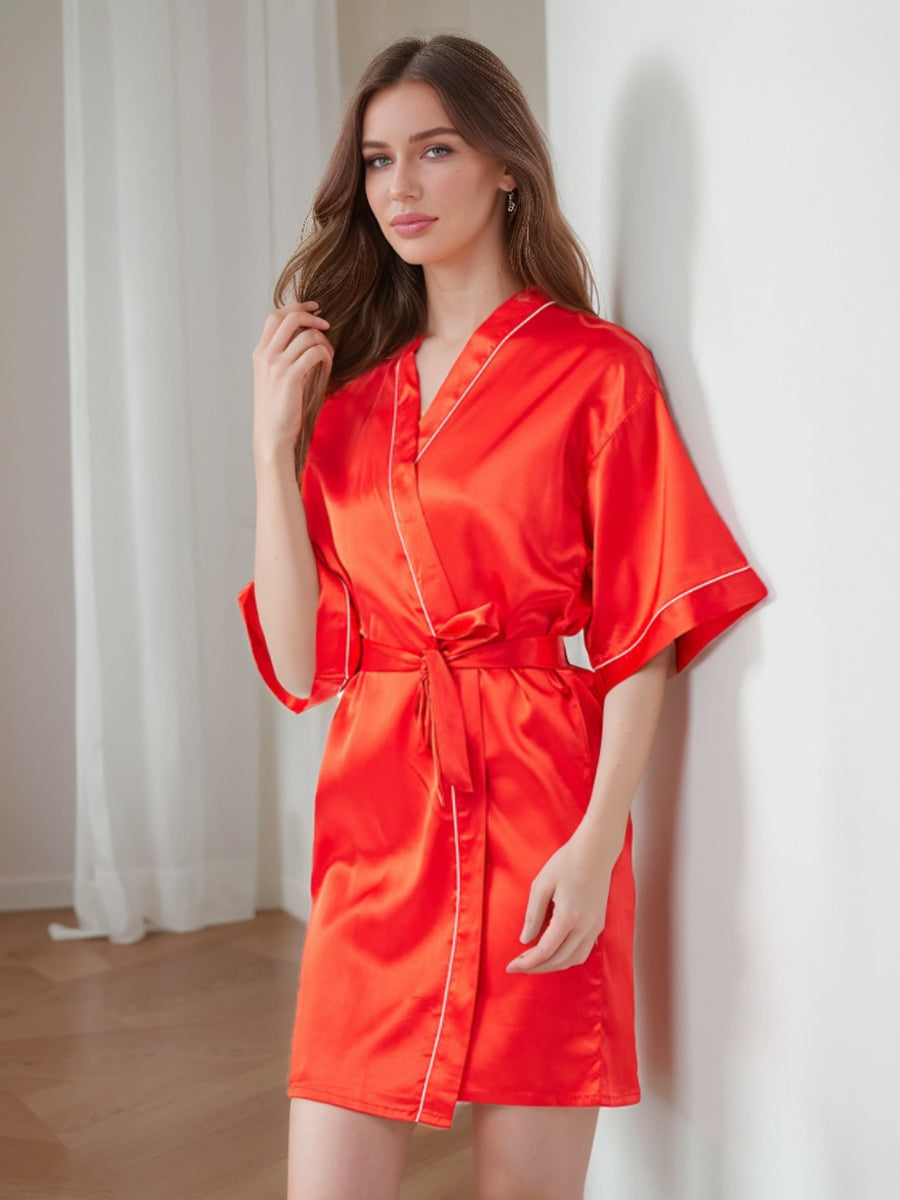 Women's Half Sleeves Short/Mini Solid Colored Robes