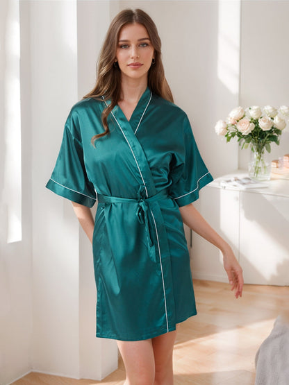 Women's Half Sleeves Short/Mini Solid Colored Robes