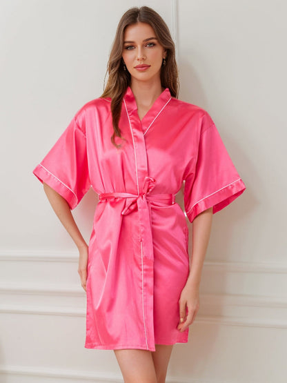 Women's Half Sleeves Short/Mini Solid Colored Robes