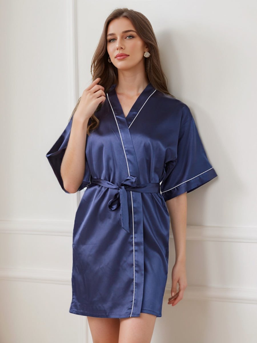 Women's Half Sleeves Short/Mini Solid Colored Robes