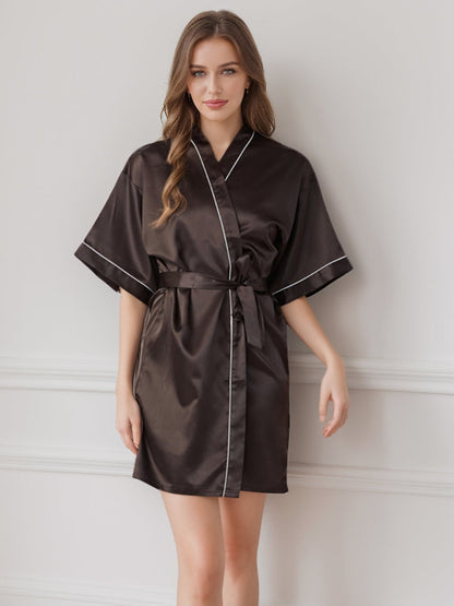 Women's Half Sleeves Short/Mini Solid Colored Robes