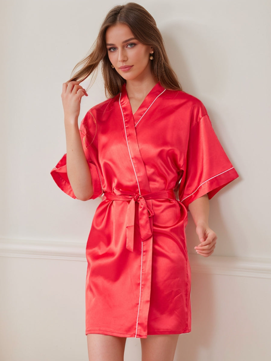 Women's Half Sleeves Short/Mini Solid Colored Robes