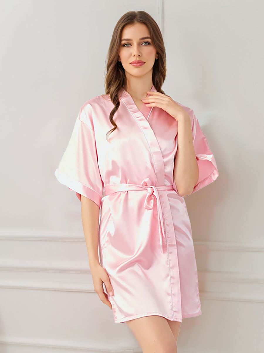 Women's Half Sleeves Short/Mini Solid Colored Robes