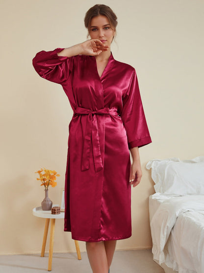 Women's 3/4 Sleeves Knee-Length Solid Colored Casual Robes