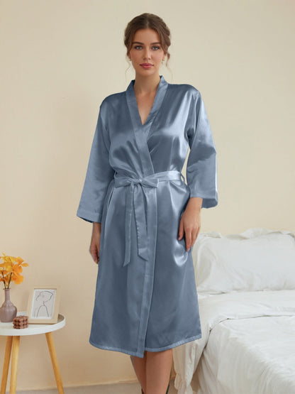 Women's 3/4 Sleeves Knee-Length Solid Colored Casual Robes