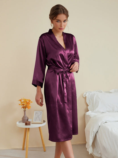 Women's 3/4 Sleeves Knee-Length Solid Colored Casual Robes