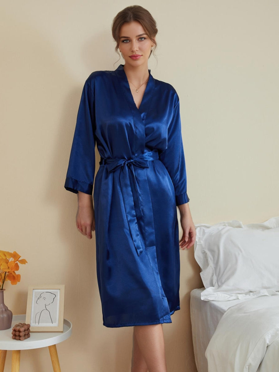 Women's 3/4 Sleeves Knee-Length Solid Colored Casual Robes